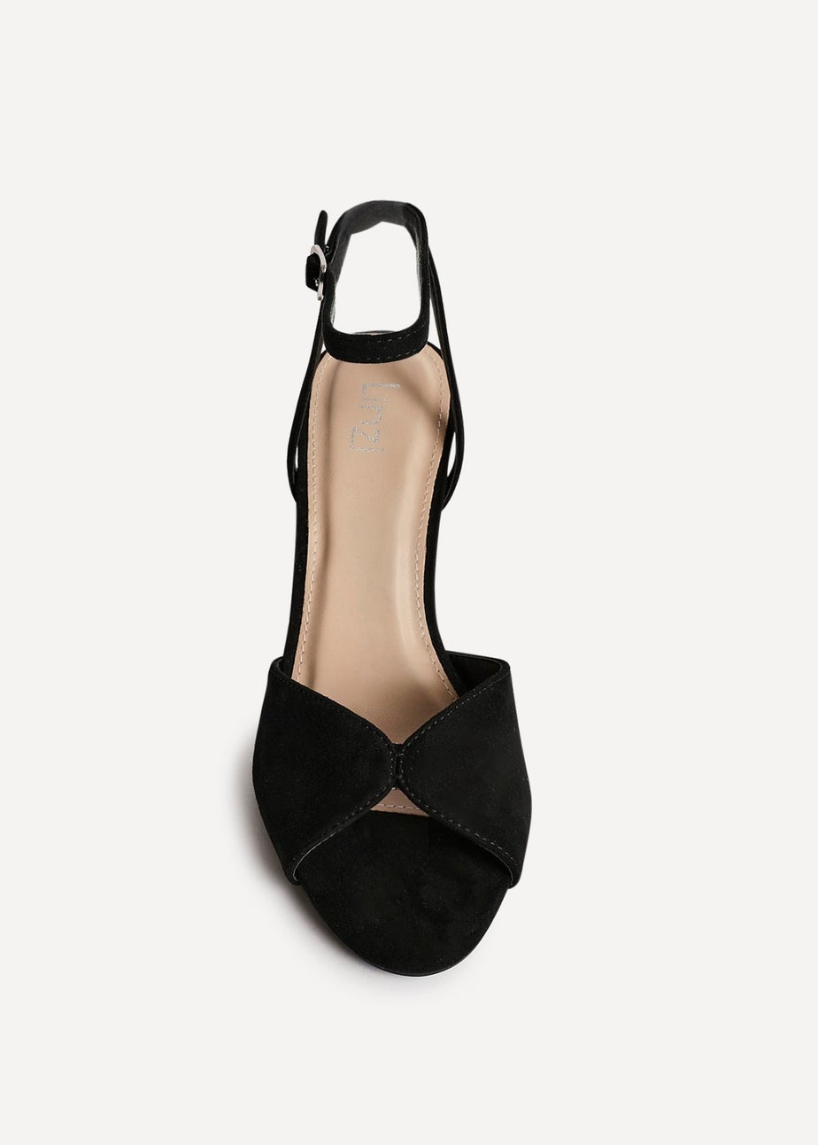 Linzi Parlour Black Faux Suede Peep Toe Stiletto Heel