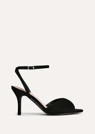 Linzi Parlour Black Faux Suede Peep Toe Stiletto Heel