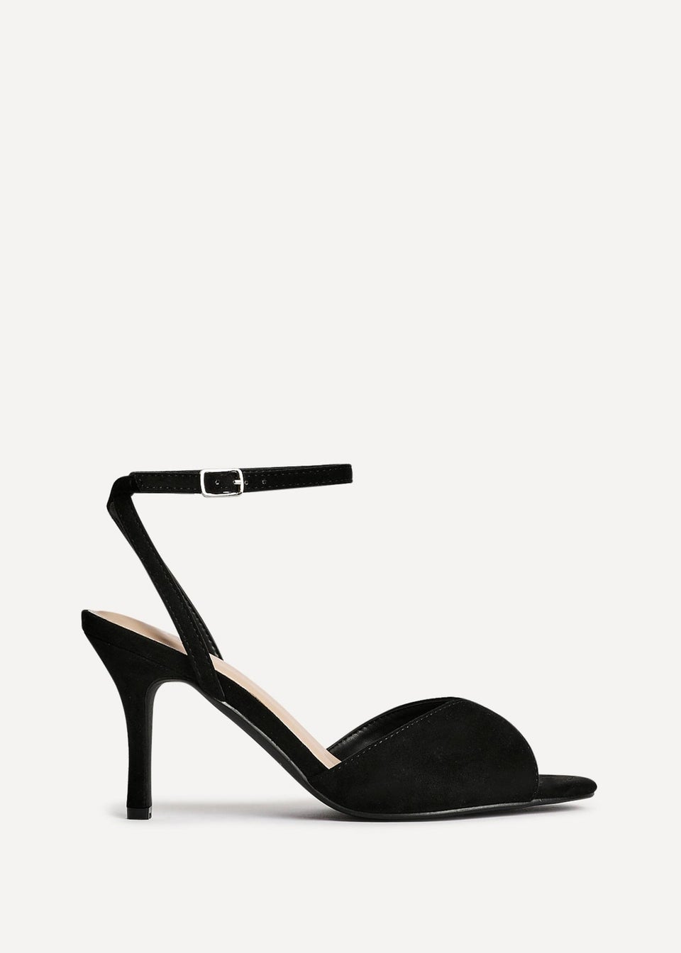 Linzi Parlour Black Faux Suede Peep Toe Stiletto Heel