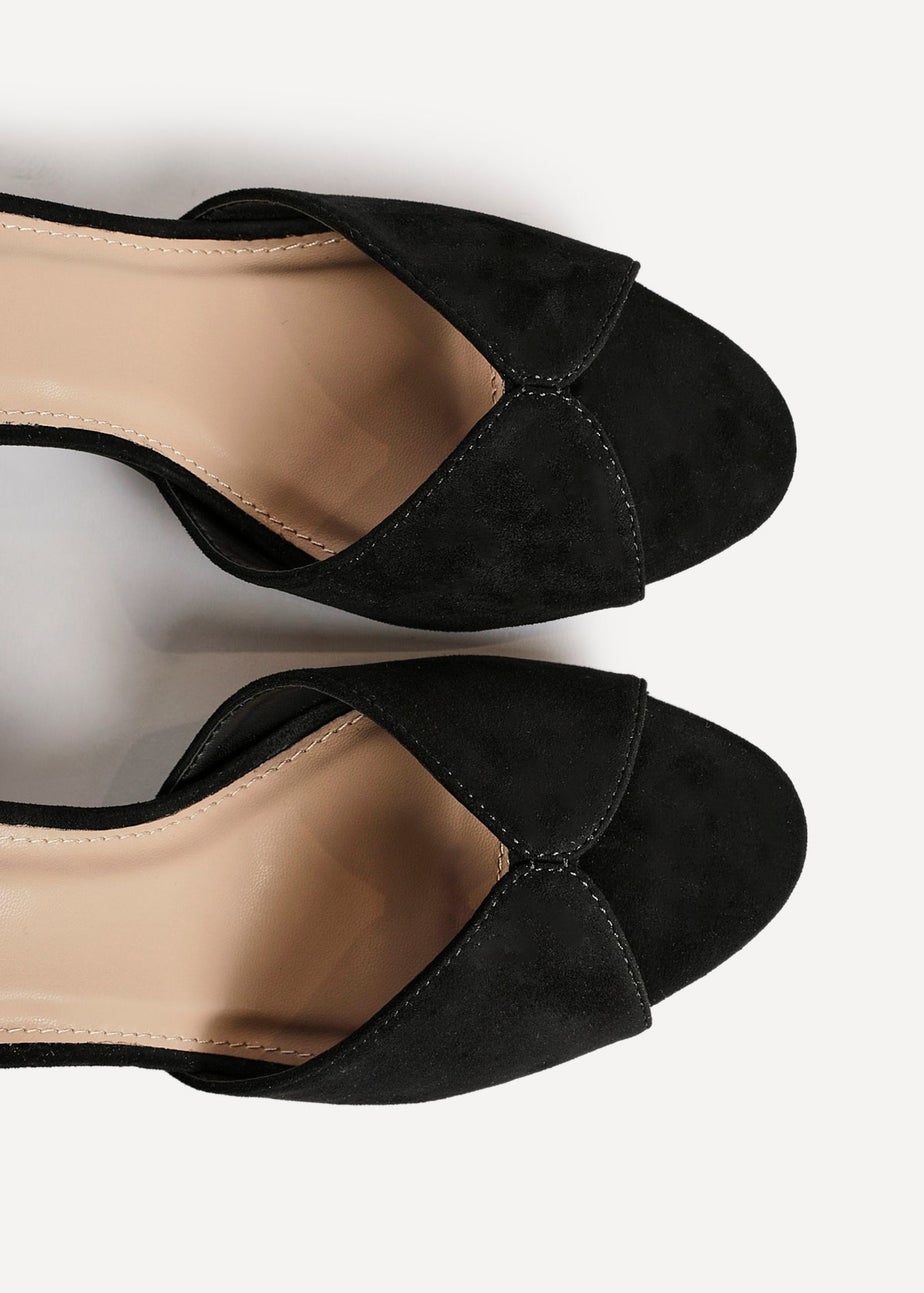Linzi Parlour Black Faux Suede Peep Toe Stiletto Heel