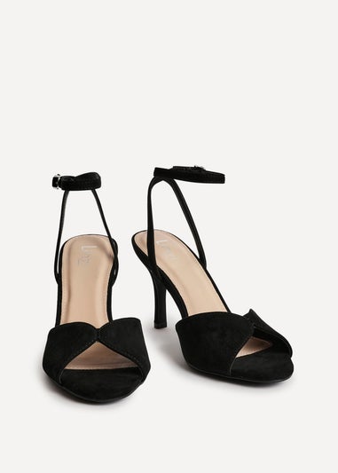 Linzi Parlour Black Faux Suede Peep Toe Stiletto Heel