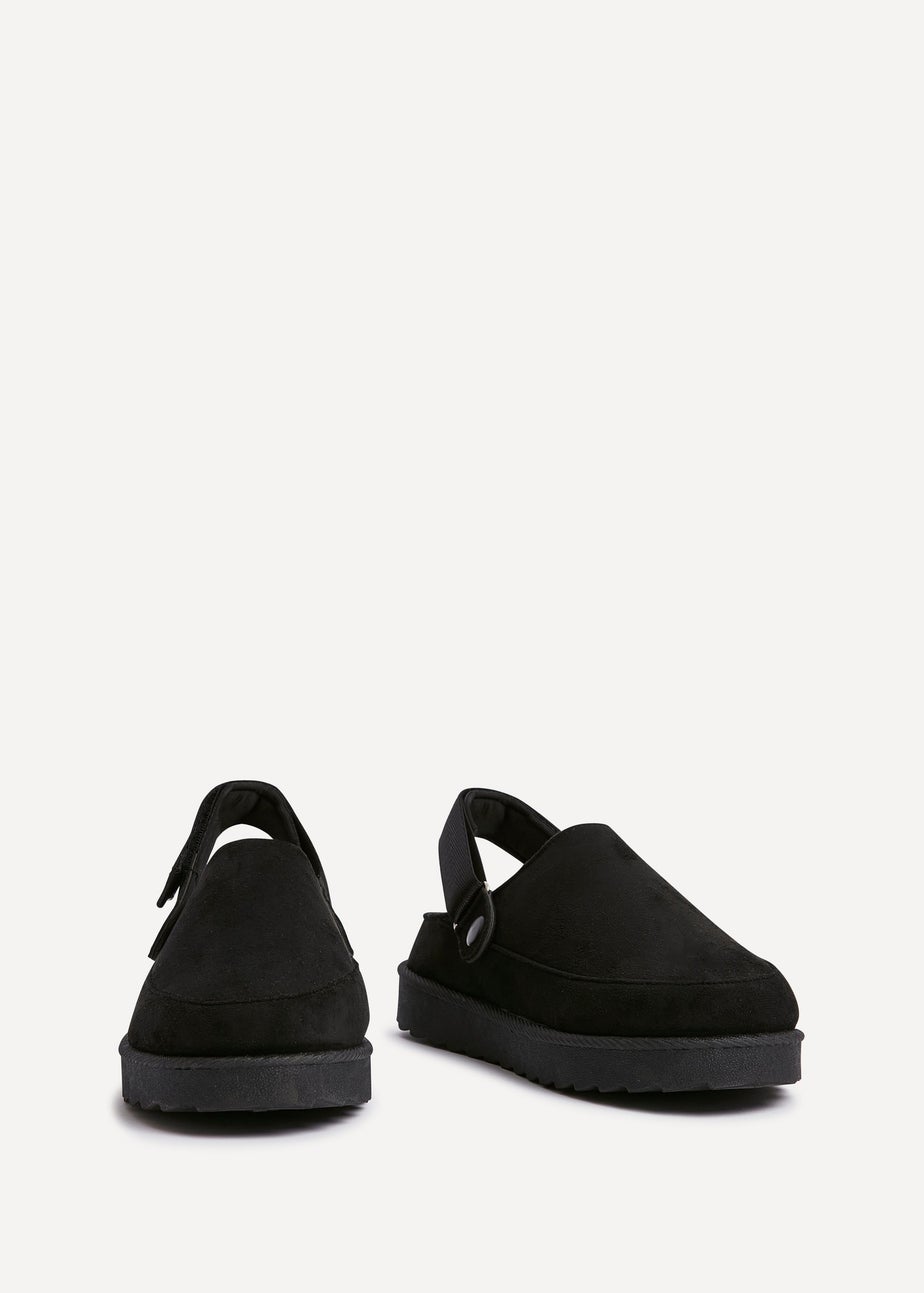Linzi Teddy Black Slip-On Slingback Clog