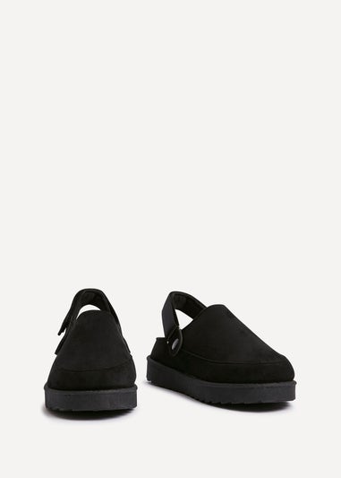 Linzi Teddy Black Slip-On Slingback Clog