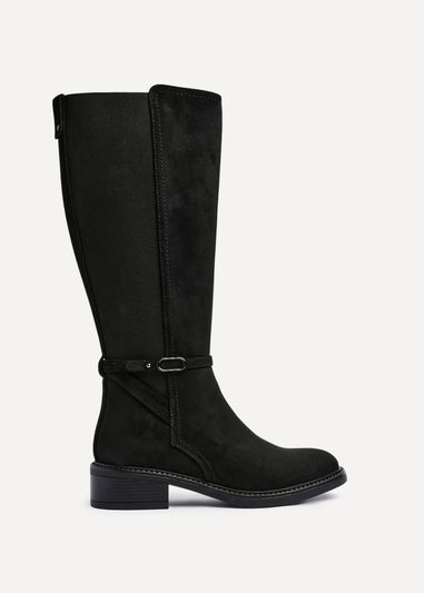 Linzi Power Black Faux Suede Riding Boot