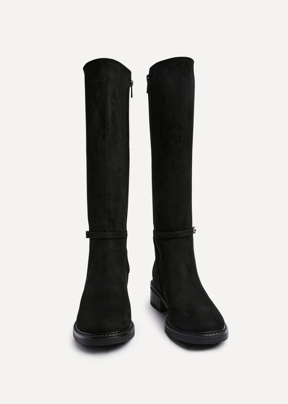 Linzi Power Black Faux Suede Riding Boot