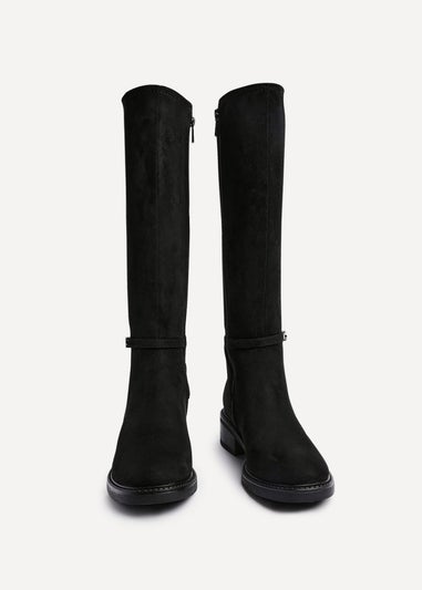 Linzi Power Black Faux Suede Riding Boot