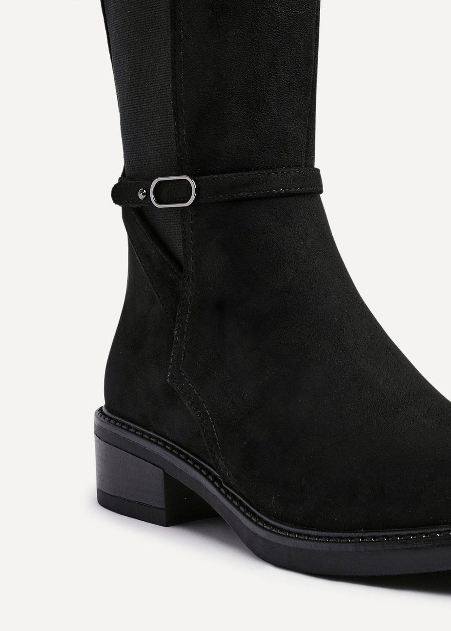 Linzi Power Black Faux Suede Riding Boot