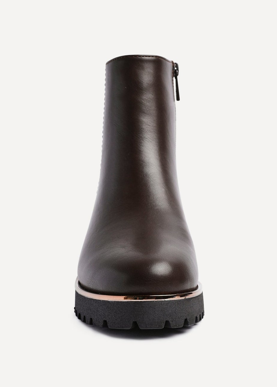 Linzi Navigate Brown Croc Mix Wedge Ankle Boot