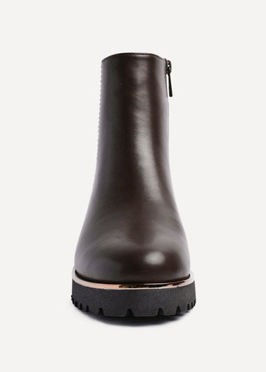 Linzi Navigate Brown Croc Mix Wedge Ankle Boot