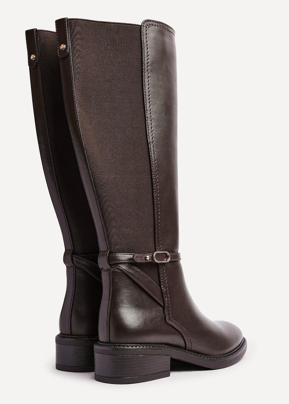 Linzi Power Brown Faux Leather Riding Boot
