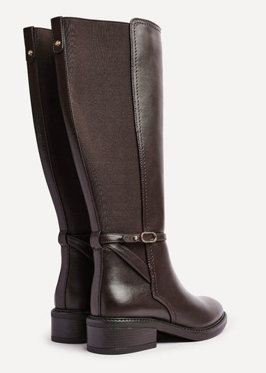 Linzi Power Brown Faux Leather Riding Boot