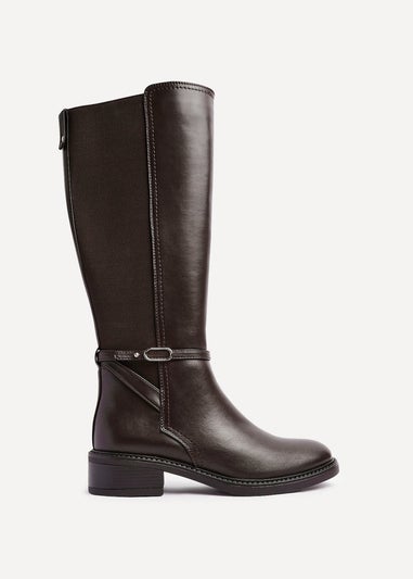 Linzi Power Brown Faux Leather Riding Boot