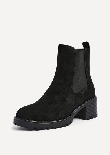 Linzi Path Black Faux Suede Chelsea Boot