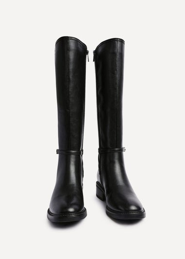 Linzi Power Black Faux Suede Riding Boot