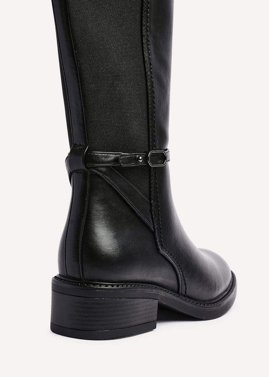 Linzi Power Black Faux Suede Riding Boot