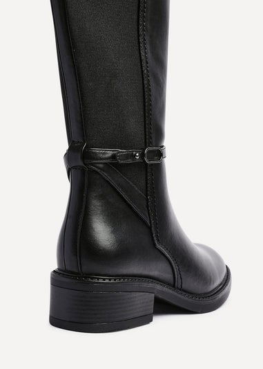 Linzi Power Black Faux Suede Riding Boot