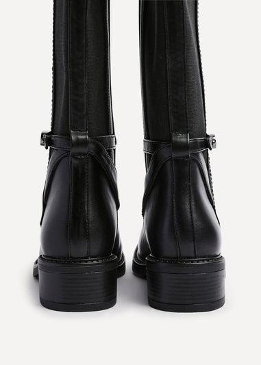 Linzi Power Black Faux Suede Riding Boot