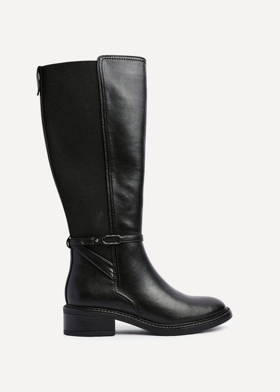 Linzi Power Black Faux Suede Riding Boot