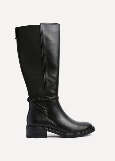 Linzi Power Black Faux Suede Riding Boot