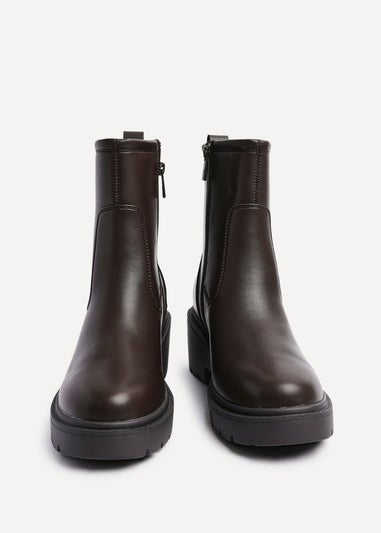 Linzi Limited Brown Faux Leather Ankle Boot