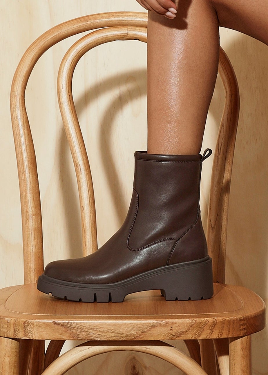 Linzi Limited Brown Faux Leather Ankle Boot