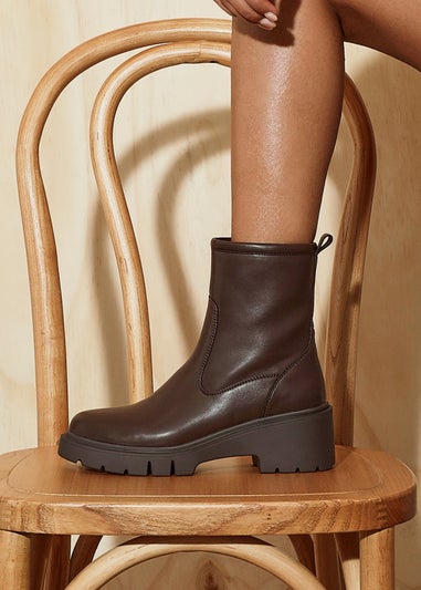 Linzi Limited Brown Faux Leather Ankle Boot