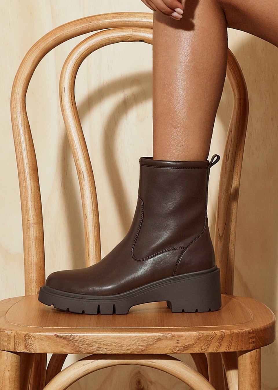 Linzi Limited Brown Faux Leather Ankle Boot