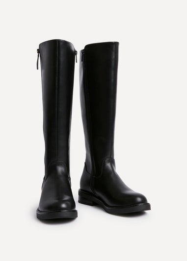 Linzi Roam Black Faux Leather High Leg Boot