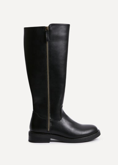 Linzi Roam Black Faux Leather High Leg Boot