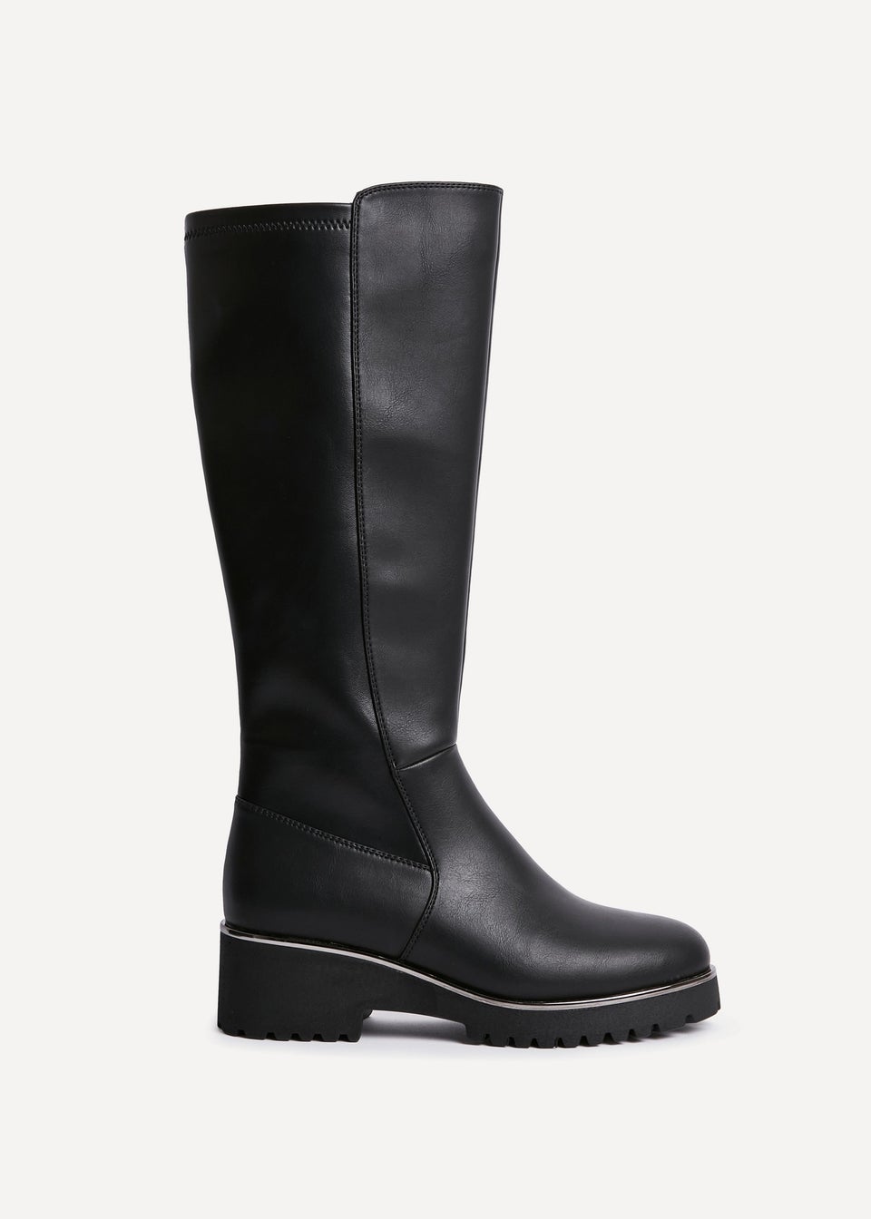 Linzi Gravity Black Faux Leather Long Boot