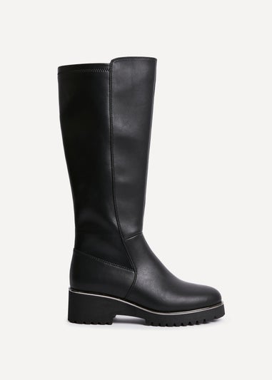 Linzi Gravity Black Faux Leather Long Boot