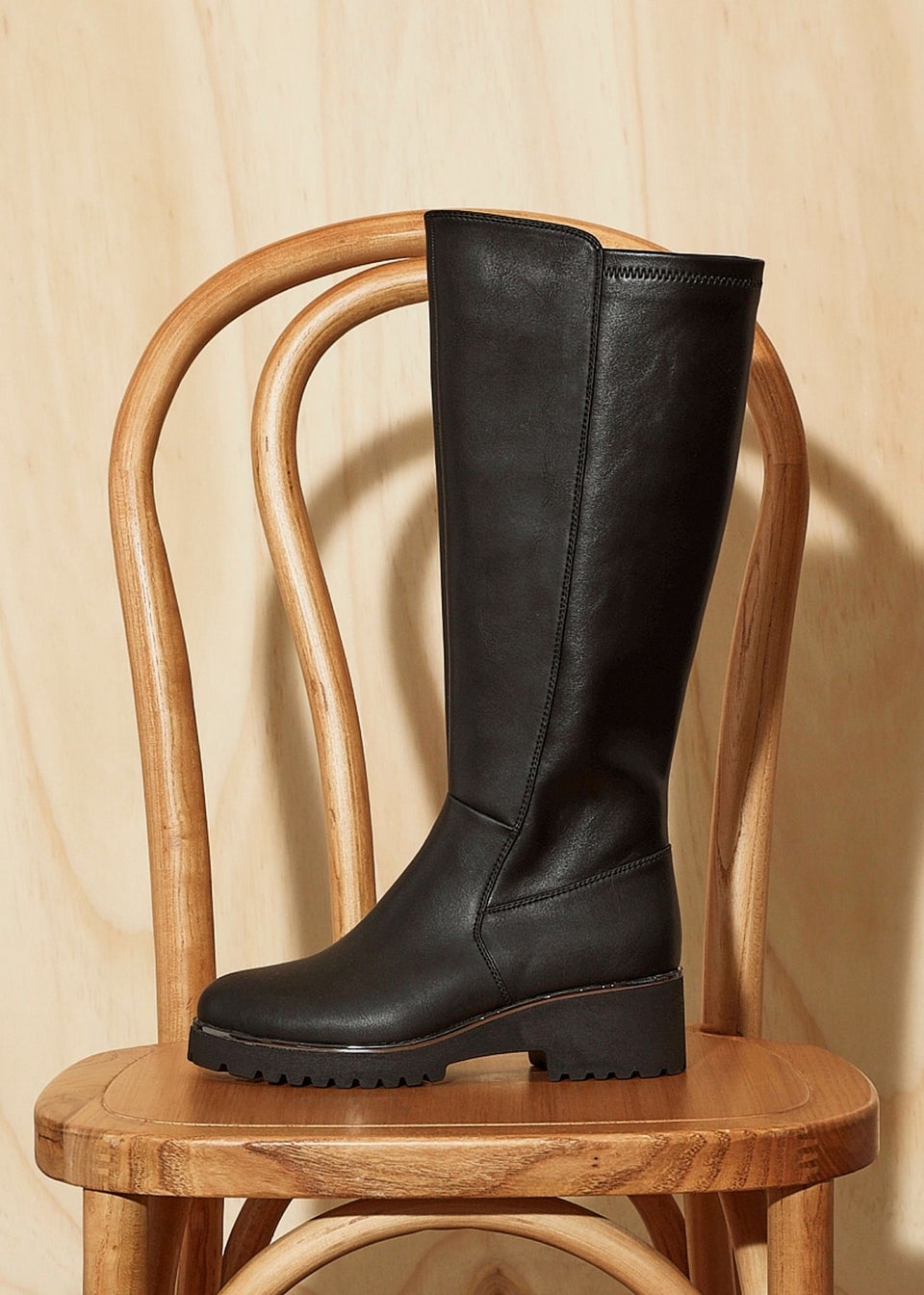 Linzi Gravity Black Faux Leather Long Boot