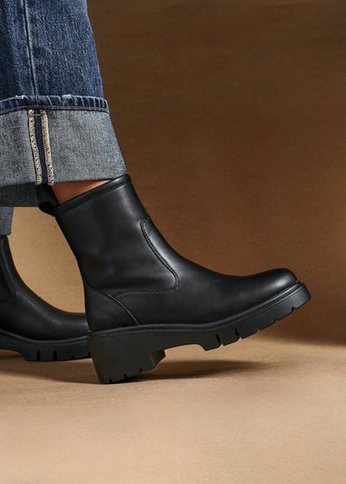 Linzi Limited Black Faux Leather Ankle Boot