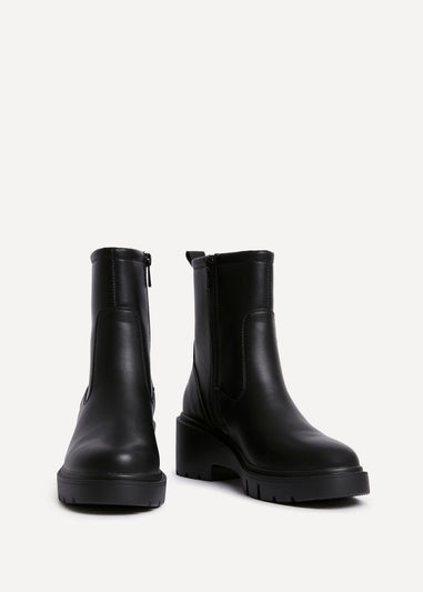 Linzi Limited Black Faux Leather Ankle Boot