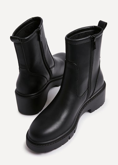 Linzi Limited Black Faux Leather Ankle Boot