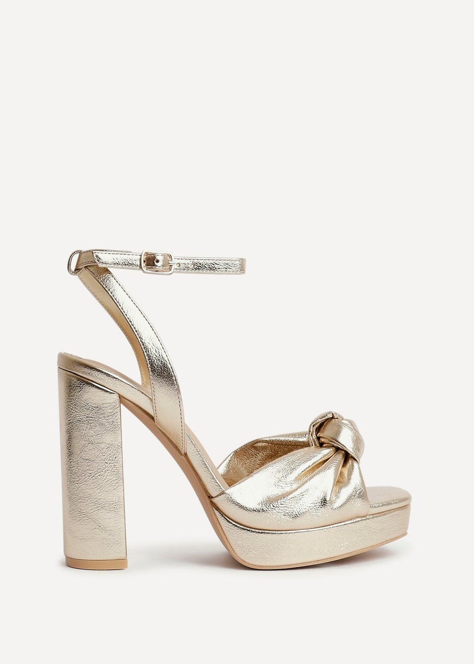 Linzi Ruba Gold Faux Leather Platform Heel