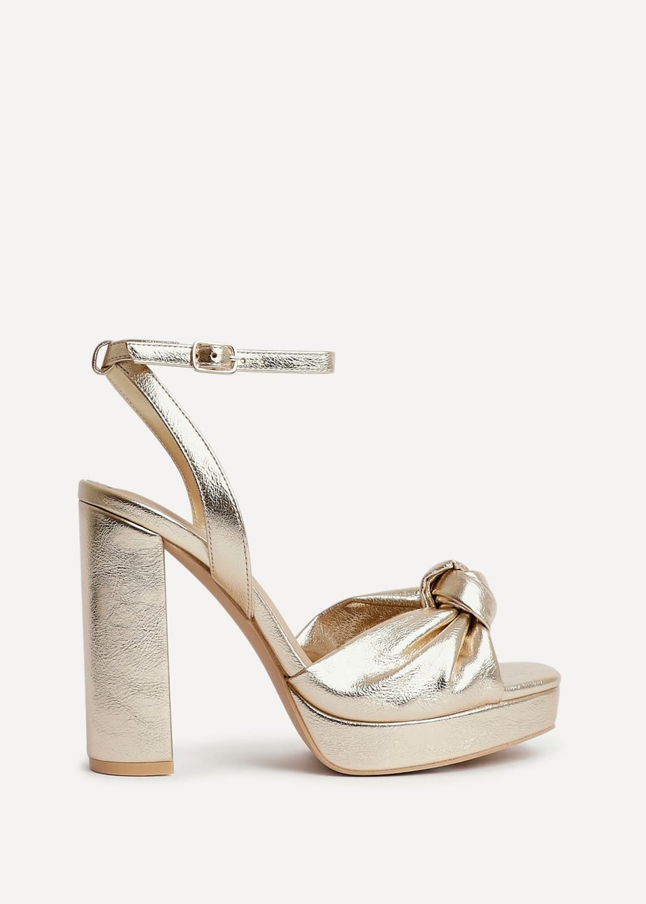 Linzi Ruba Gold Faux Leather Platform Heel