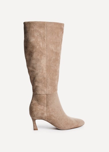 Linzi Rush Beige Faux Suede High Leg Stiletto Boots