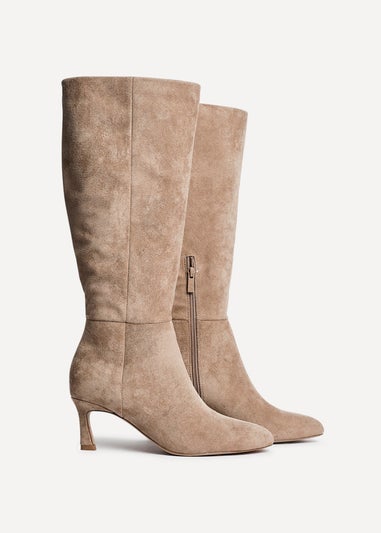 Linzi Rush Beige Faux Suede High Leg Stiletto Boots
