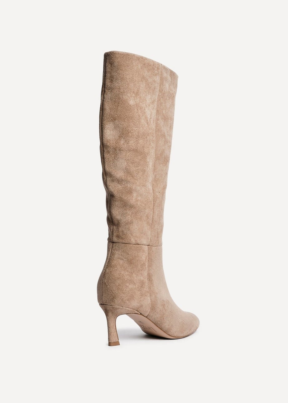 Linzi Rush Beige Faux Suede High Leg Stiletto Boots