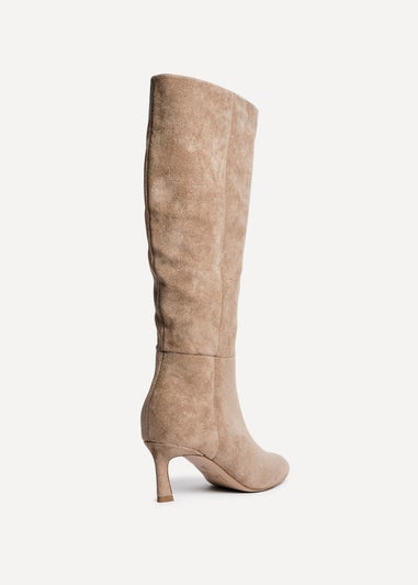Linzi Rush Beige Faux Suede High Leg Stiletto Boots
