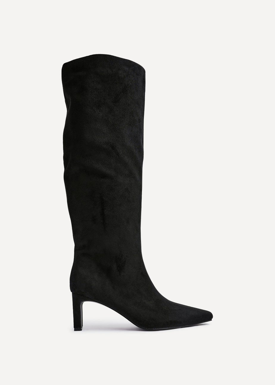 Linzi Uptown Black Faux Suede Knee High Boot