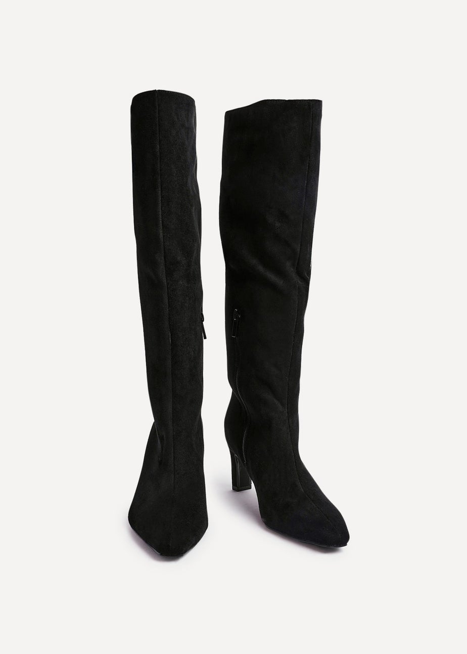 Linzi Uptown Black Faux Suede Knee High Boot