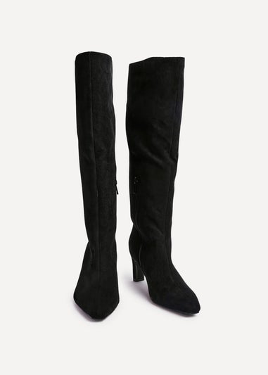 Linzi Uptown Black Faux Suede Knee High Boot