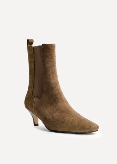 Linzi Ritual Sand Faux Suede Kitten Heel Chelsea Boot
