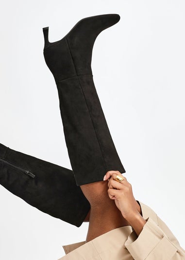 Linzi Rush Black Faux Suede High Leg Stiletto Boots