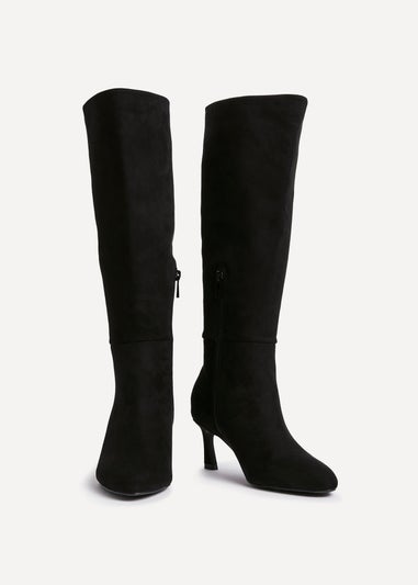 Linzi Rush Black Faux Suede High Leg Stiletto Boots