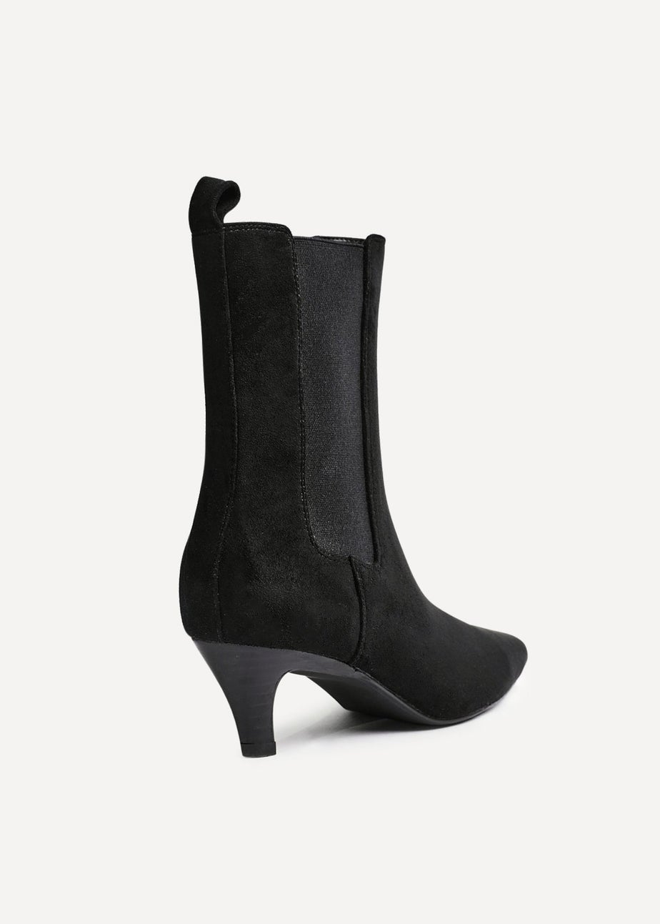 Linzi Ritual Black Faux Suede Kitten Heel Chelsea Boot