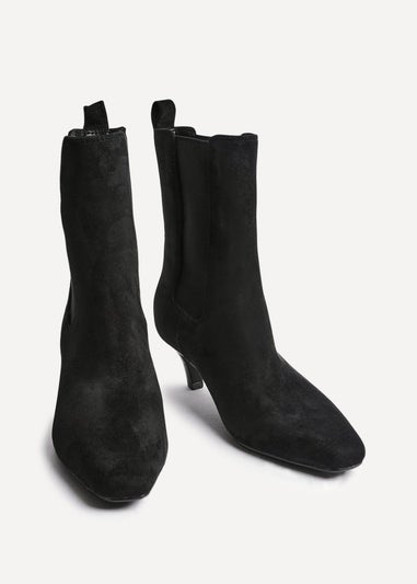 Linzi Ritual Black Faux Suede Kitten Heel Chelsea Boot