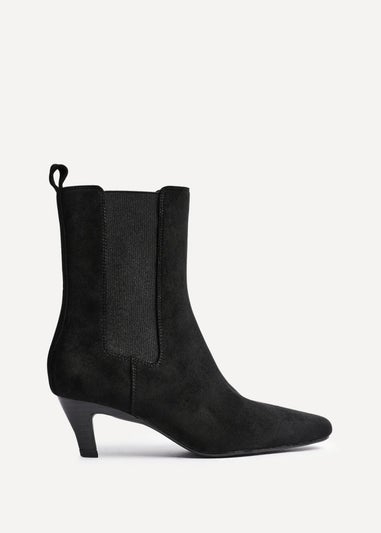 Linzi Ritual Black Faux Suede Kitten Heel Chelsea Boot